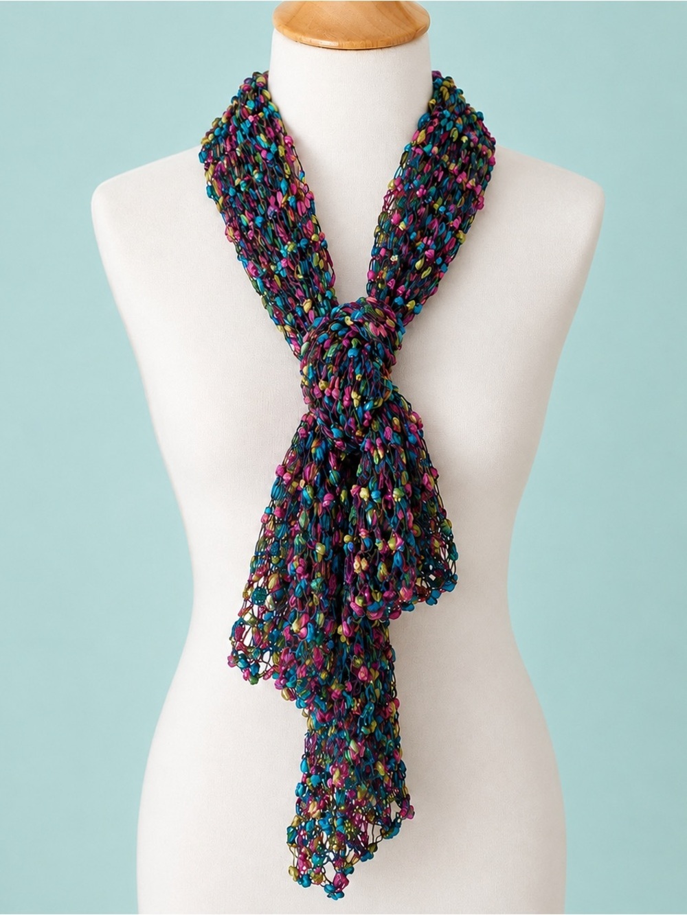 Multicolor Textured Fringe Scarf Boho Festival Statement Wrap Colorful